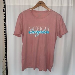 American Eagle pink t shirt short sleeve tee men’s M medium graphic logo top